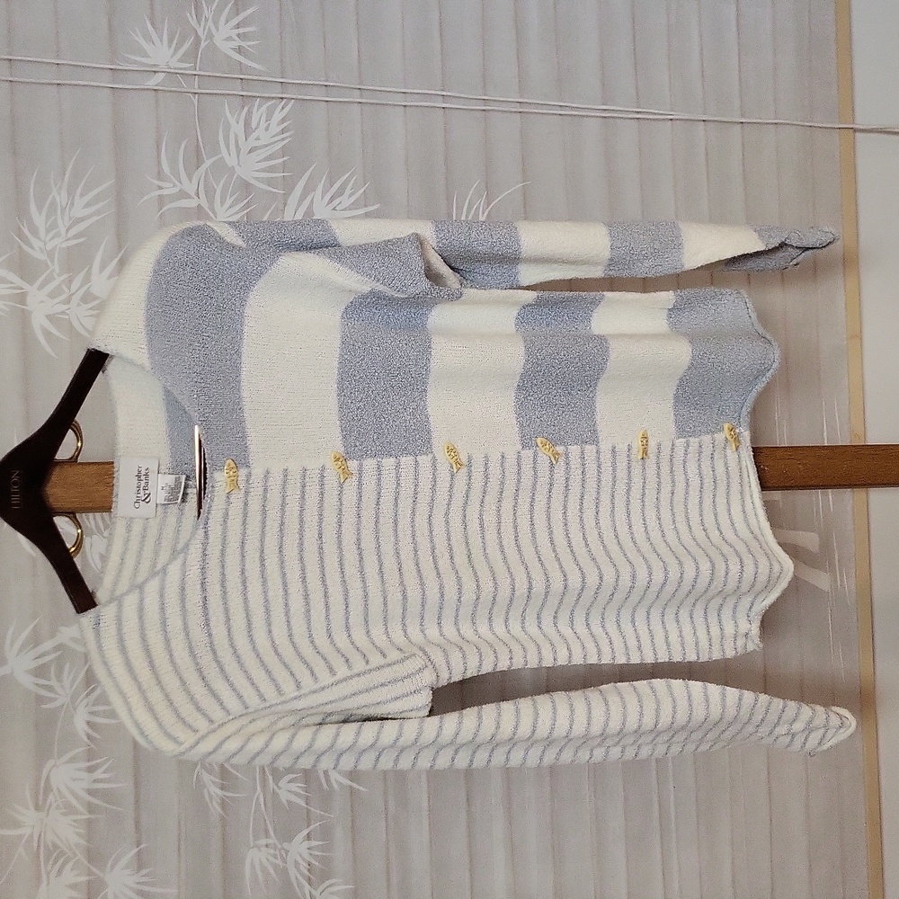 Y2K Christopher & Banks fish button sweater M